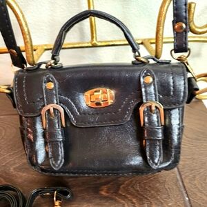 Mini Purse, Club Bag, Black leather.